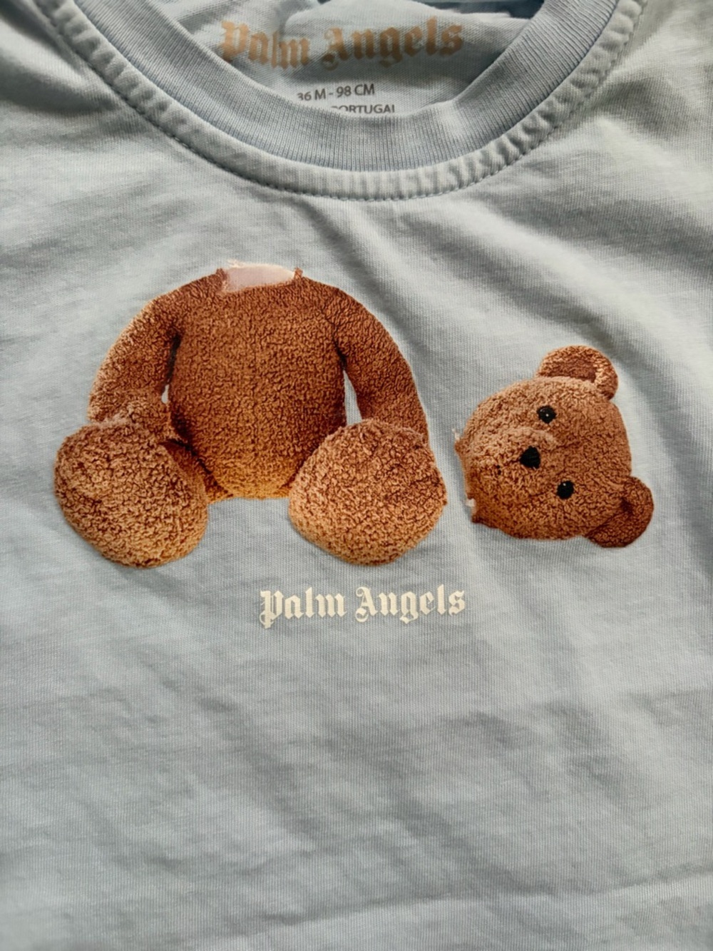 PALM ANGELS BEAR T-SHIRT LIGHT BLUE size 3T - Picture 4 of 7